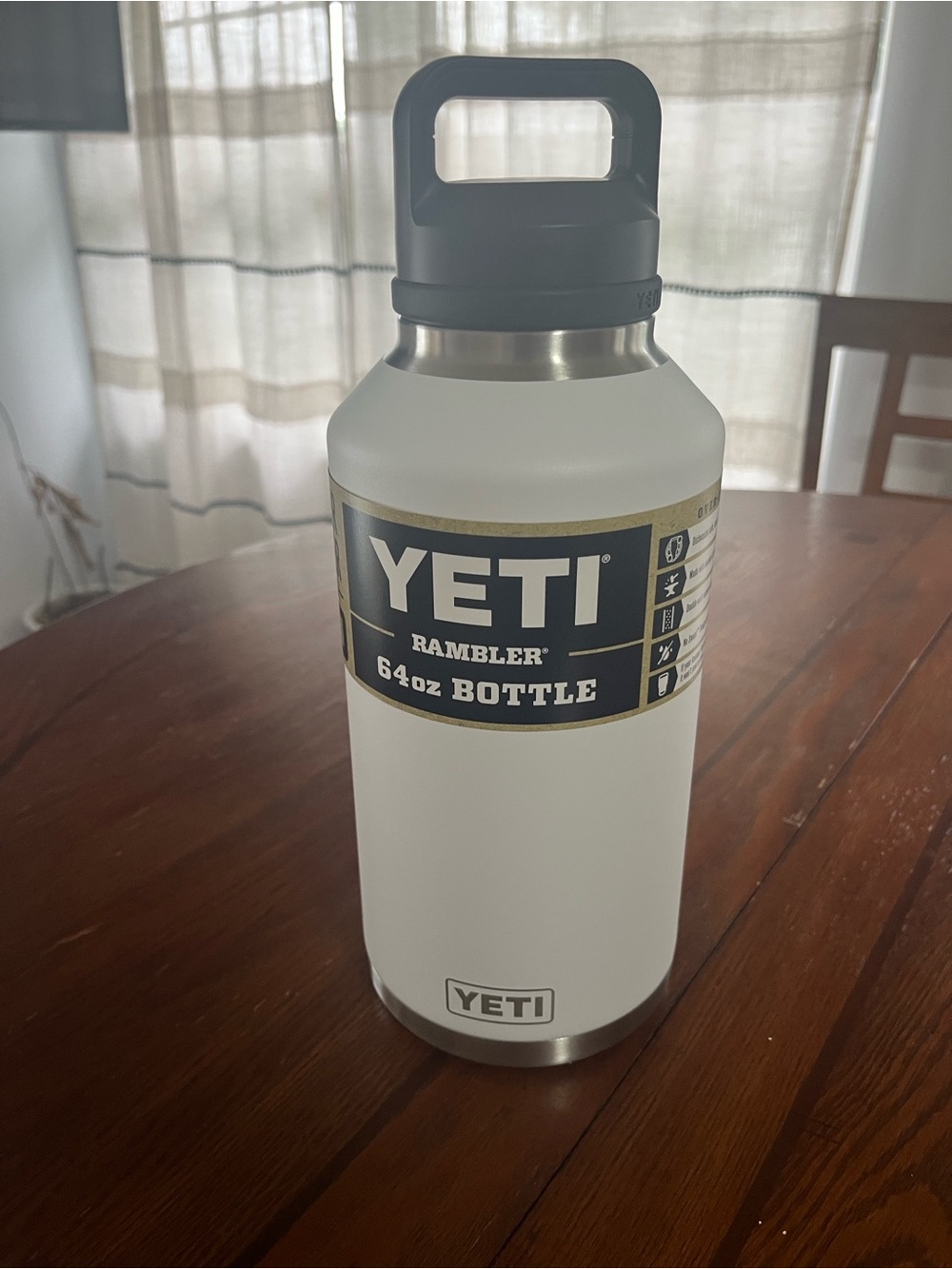Yeti Rambler 64 oz Bottle in white with black cap